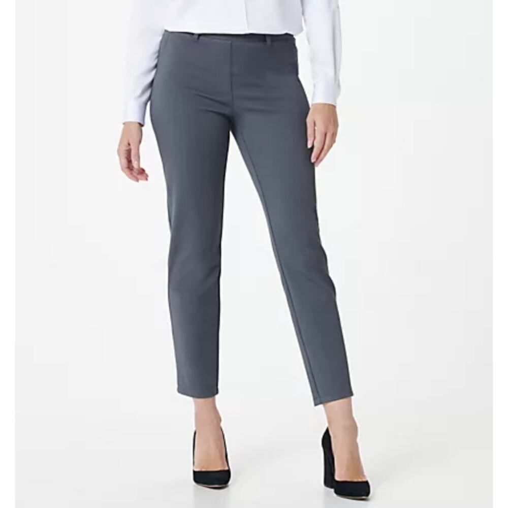 Susan Graver QVC 1X Petite BLACK Knit Twill Pull-On Slim-Leg Ankle Pants